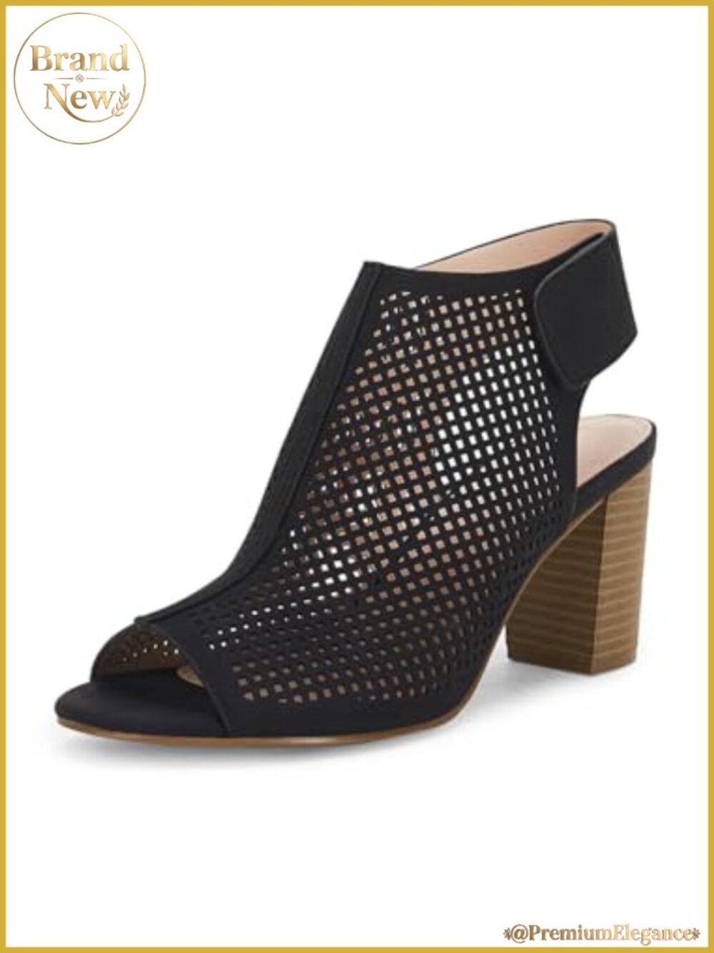 Coutgo Open Toe Cutout Ankle Strap Chunky Block High Heel Sandals